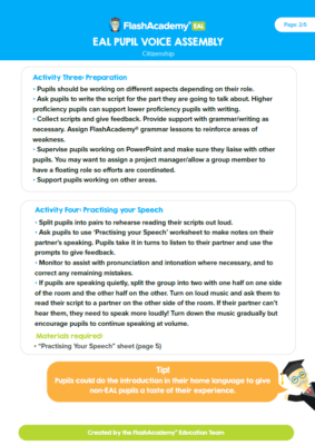 EAL Pupil Voice Assembly Planning Pack