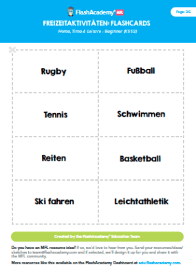 German: Free Time Activities Flashcards
