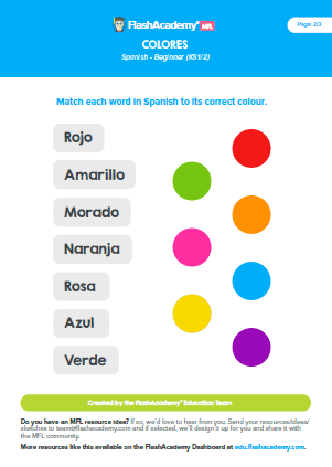 Spanish: Colours Worksheet 