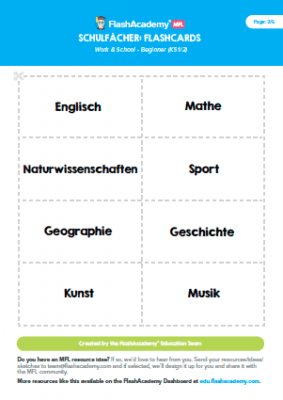 German: School Subjects Flashcards
