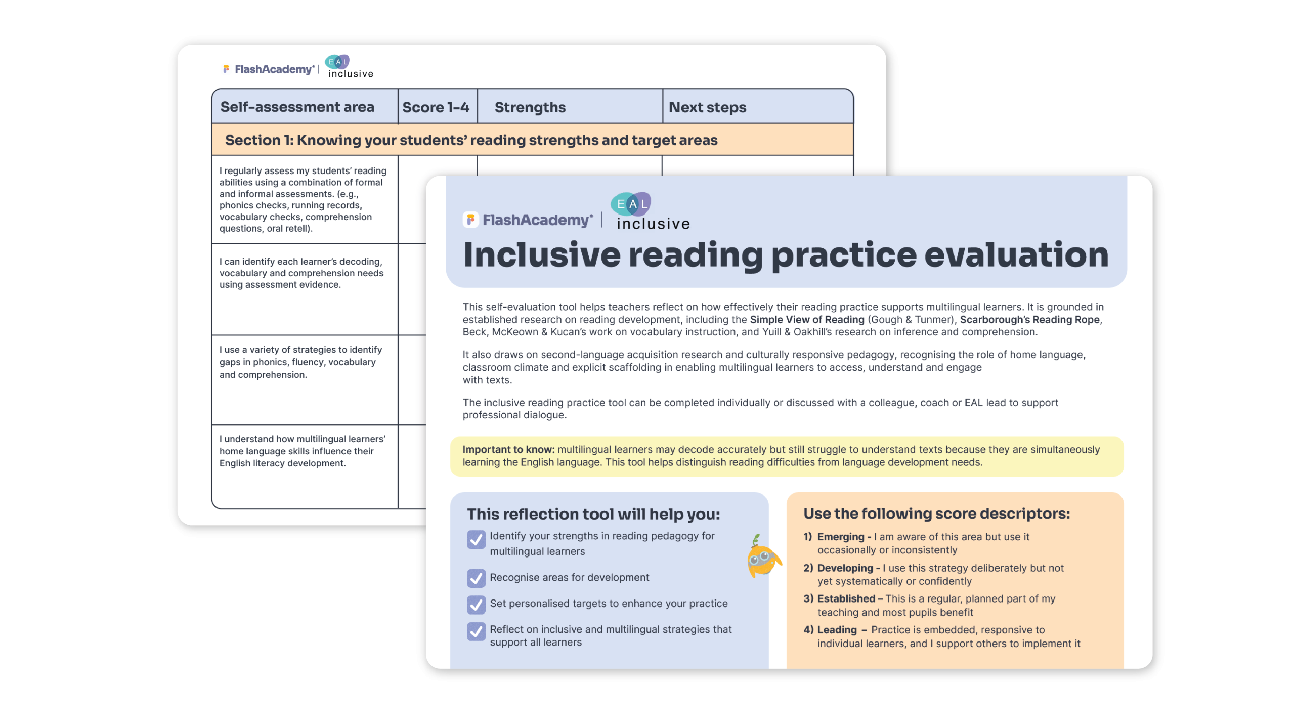 Testing Reading Inclusive Inclusive Reading Practice Evaluation | EAL Self-Assessment Tool