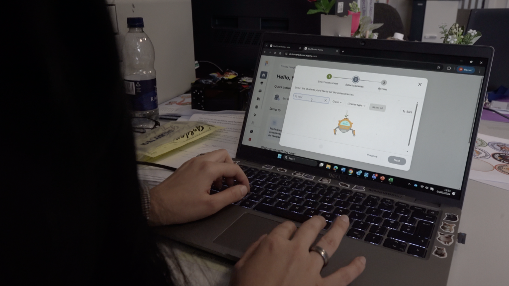 Teacher sets tasks from the FlashAcademy® dashboard